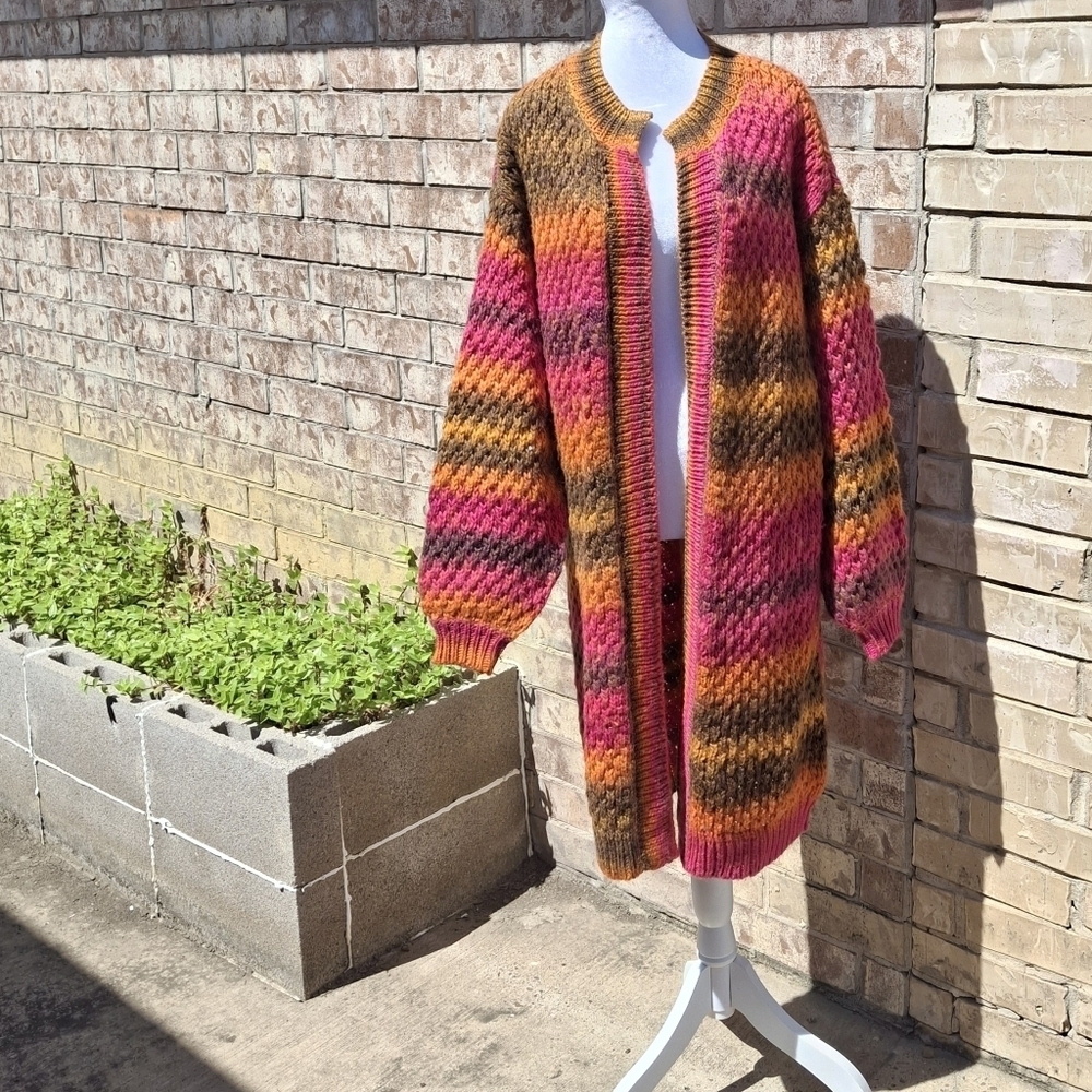 Vince Camuto Autumn Red Open-Front Long Sleeve Duster Cardigan Women Size Small - Picture 3 of 16
